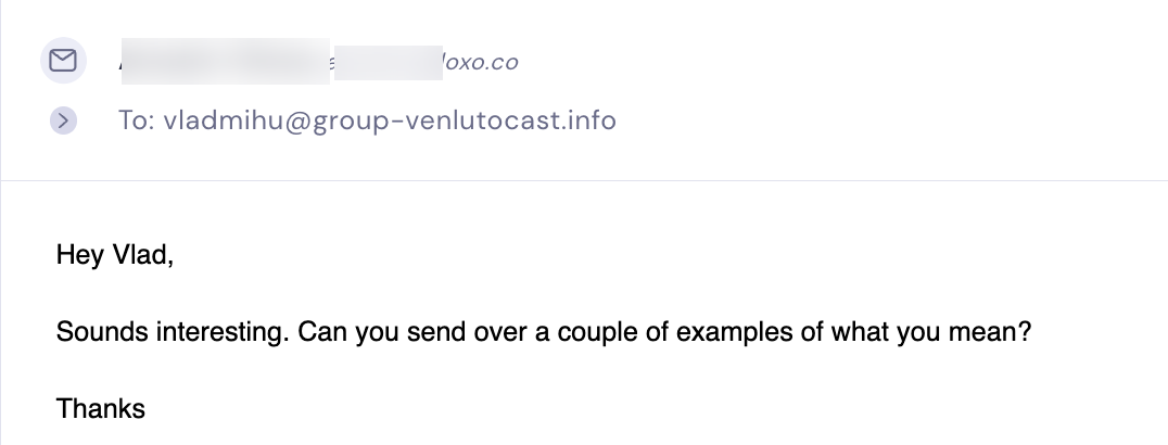 Reply from a prospect at loxo.co
