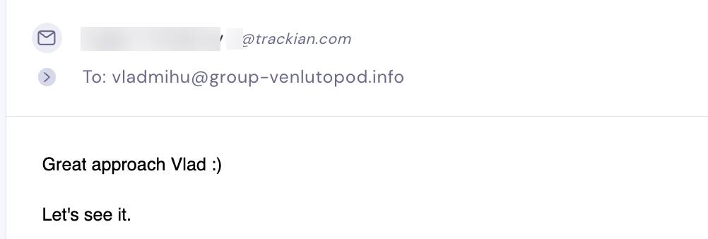 Reply from a prospect at trackian.com
