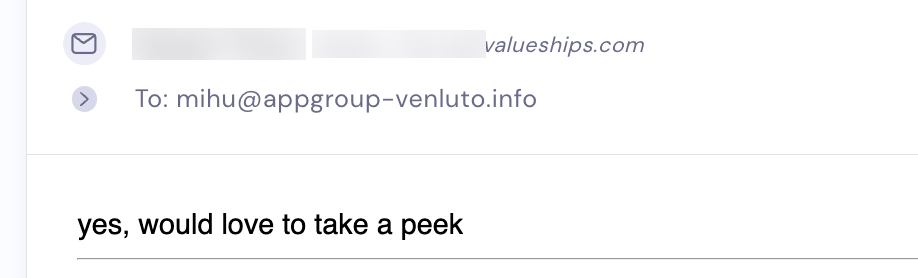 Reply from a prospect at valueships.com
