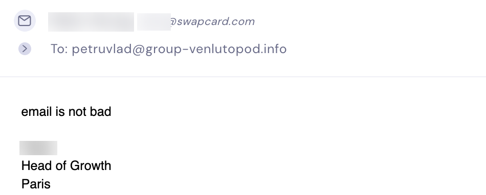 Reply from a prospect at swapcard.com